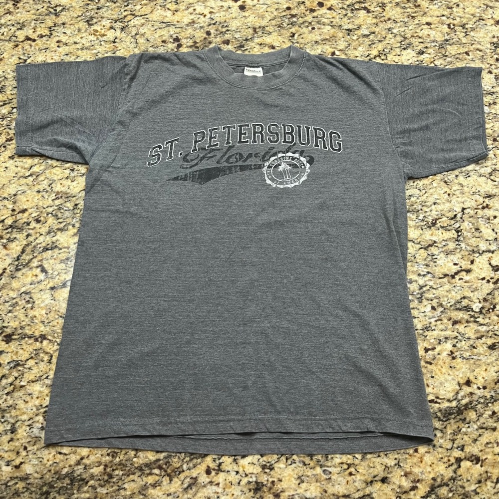 Teemax Mens St Petersburg Florida T-Shirt Large Gray Graphic Souvenir Tee Cotton